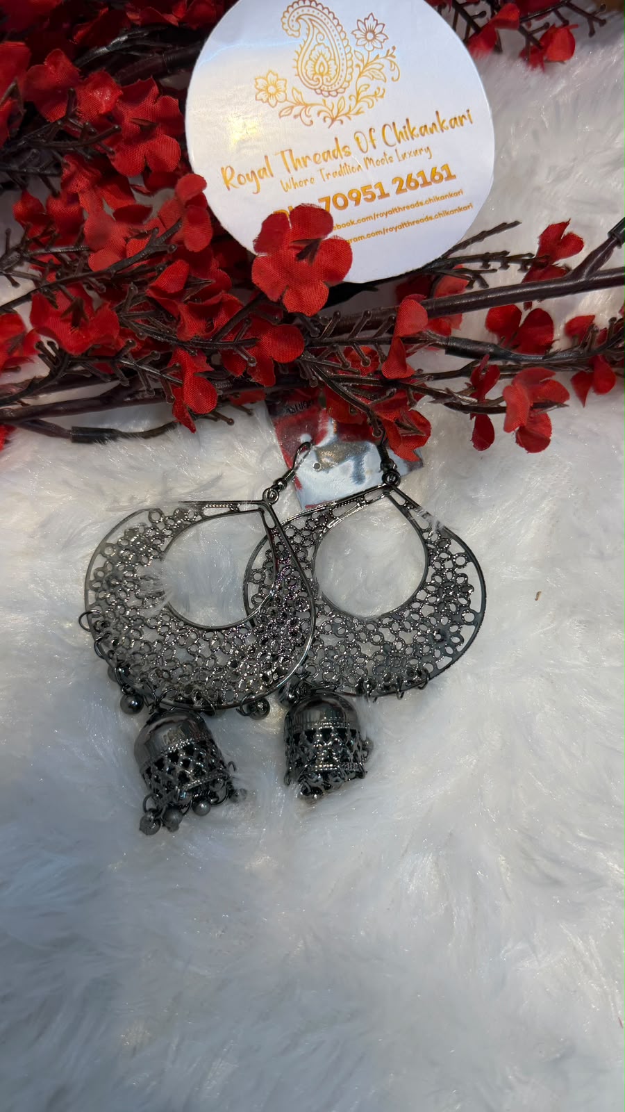 Oxidized Silver Jhumka Earrings – Intricate Traditional Design