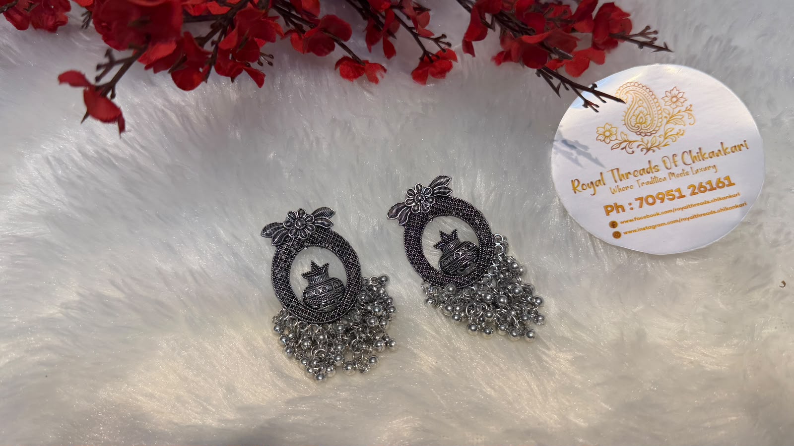 Oxidized Silver Jhumka Earrings – Intricate Traditional Design