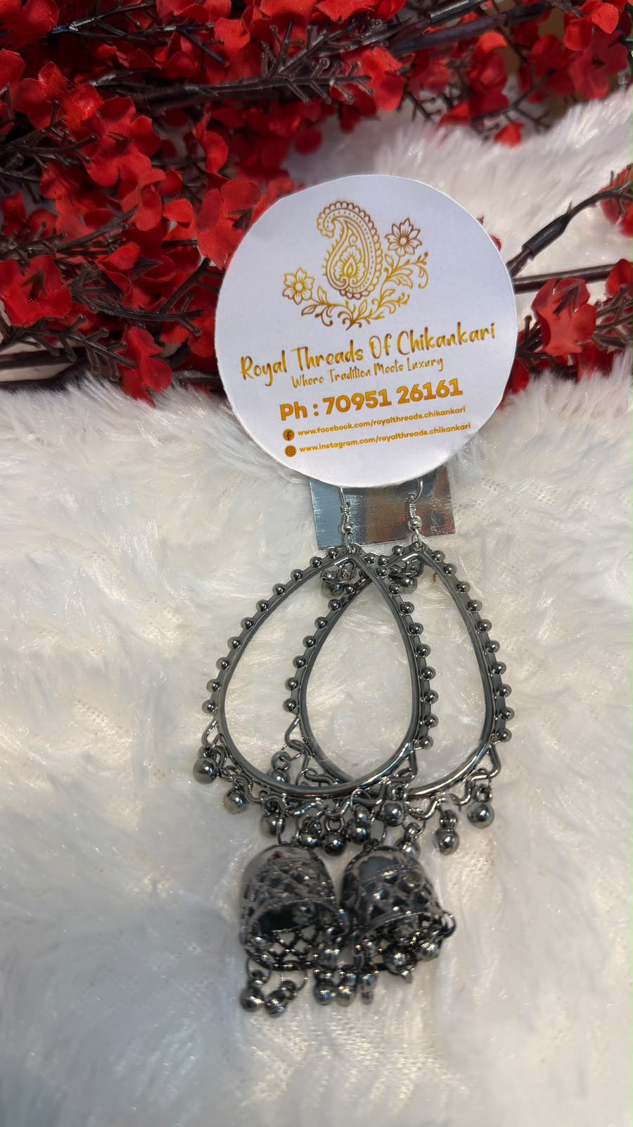 Oxidized Silver Jhumka Earrings – Intricate Traditional Design