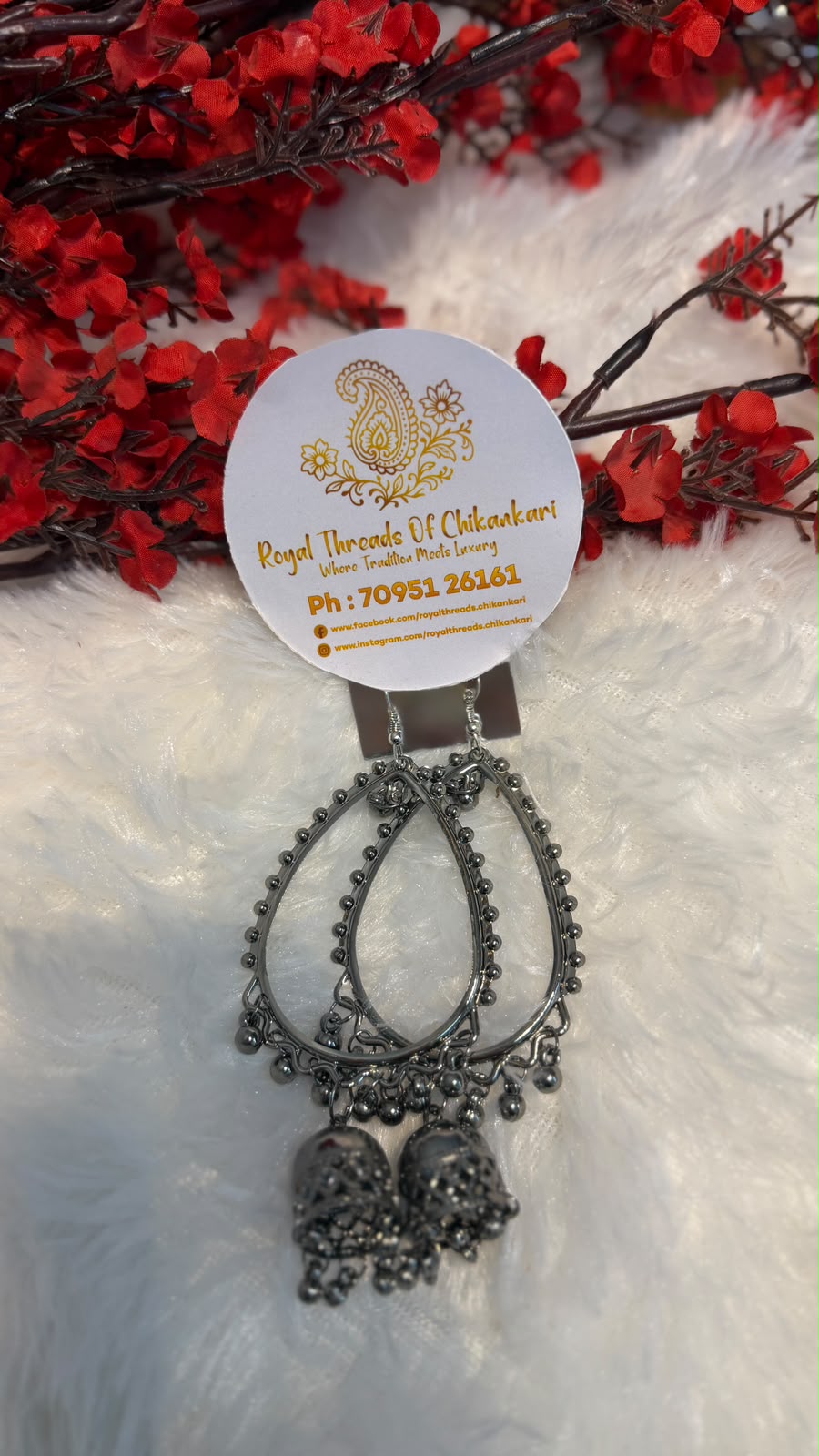 Oxidized Silver Jhumka Earrings – Intricate Traditional Design