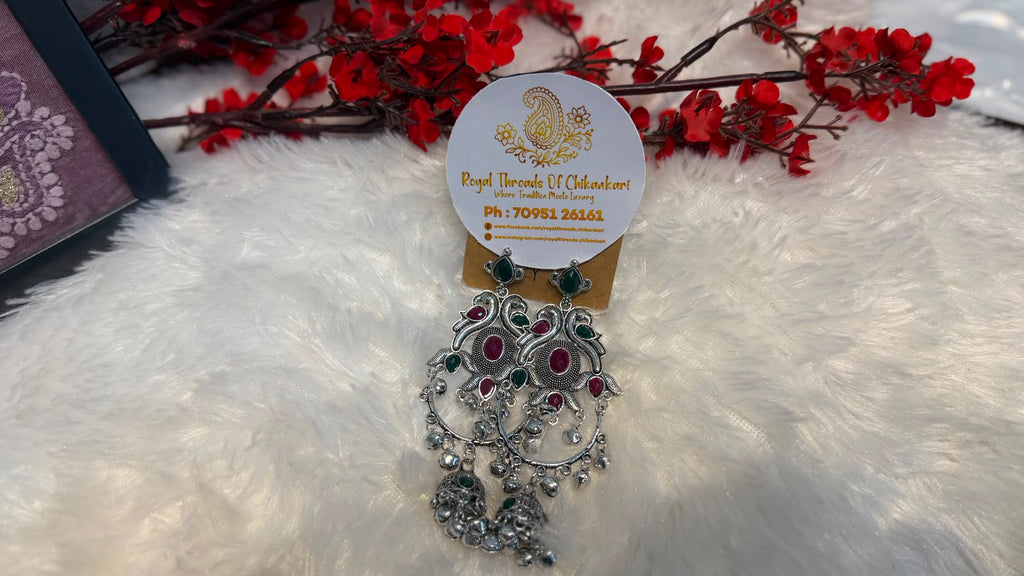 Oxidized Silver Jhumka Earrings – Intricate Traditional Design