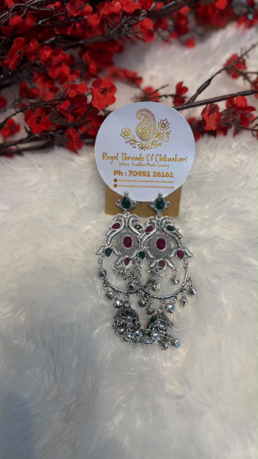 Oxidized Silver Jhumka Earrings – Intricate Traditional Design