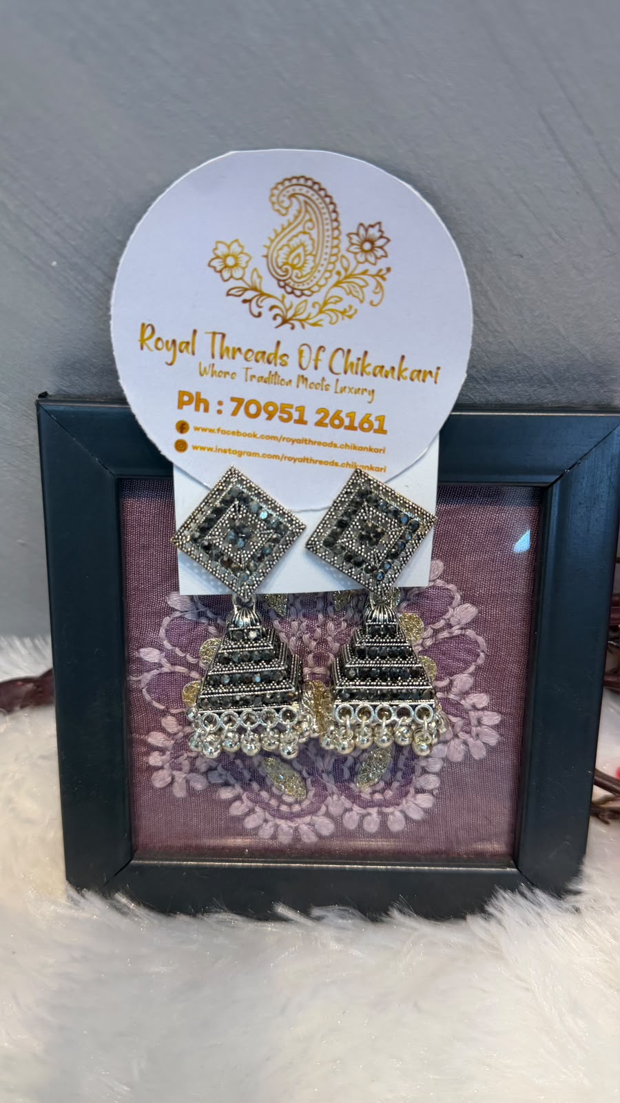 Oxidized Silver Jhumka Earrings – Intricate Traditional Design