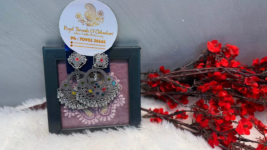 Oxidized Silver Jhumka Earrings – Intricate Traditional Design
