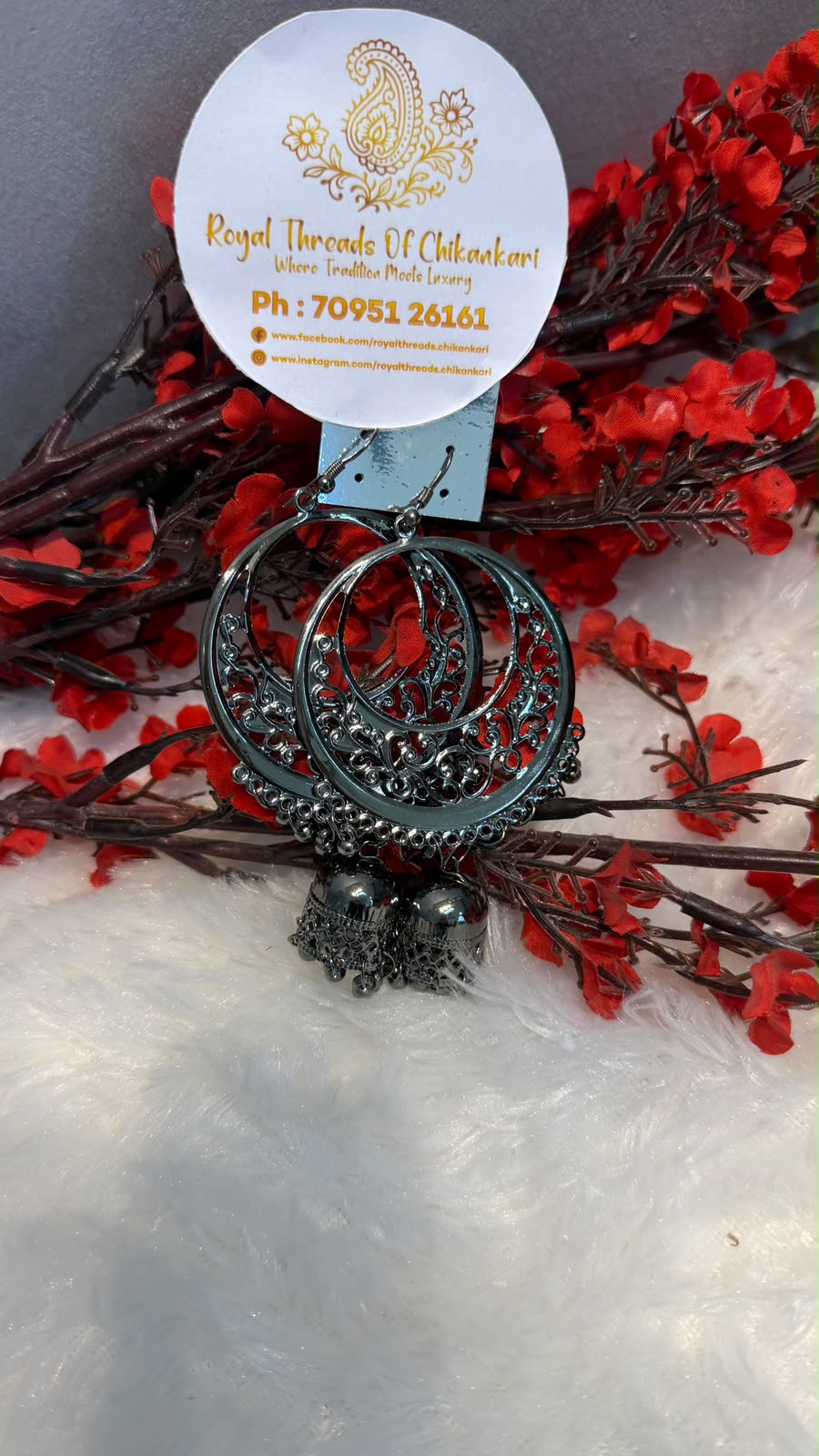 Oxidized Silver Jhumka Earrings – Intricate Traditional Design