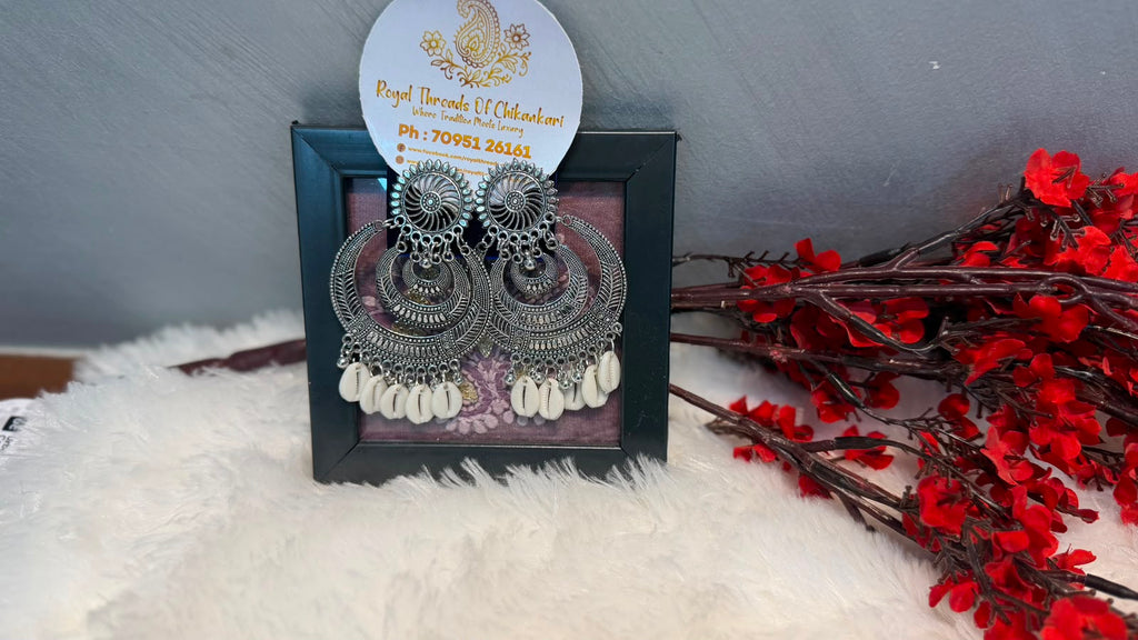 Oxidized Silver Jhumka Earrings – Intricate Traditional Design