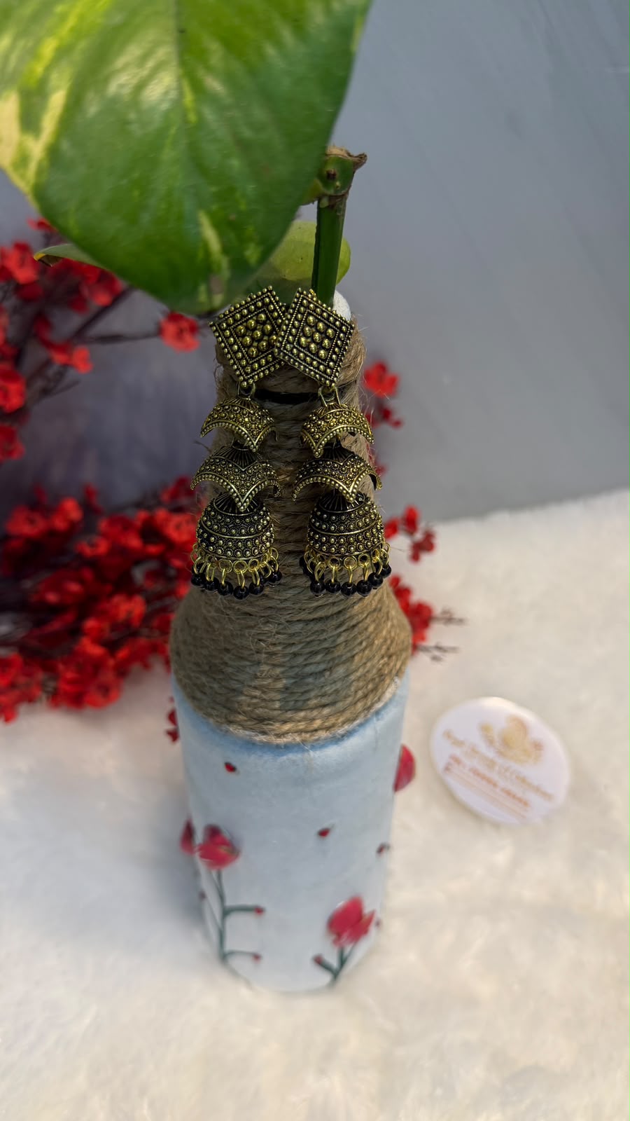 Oxidized Silver Jhumka Earrings – Intricate Traditional Design