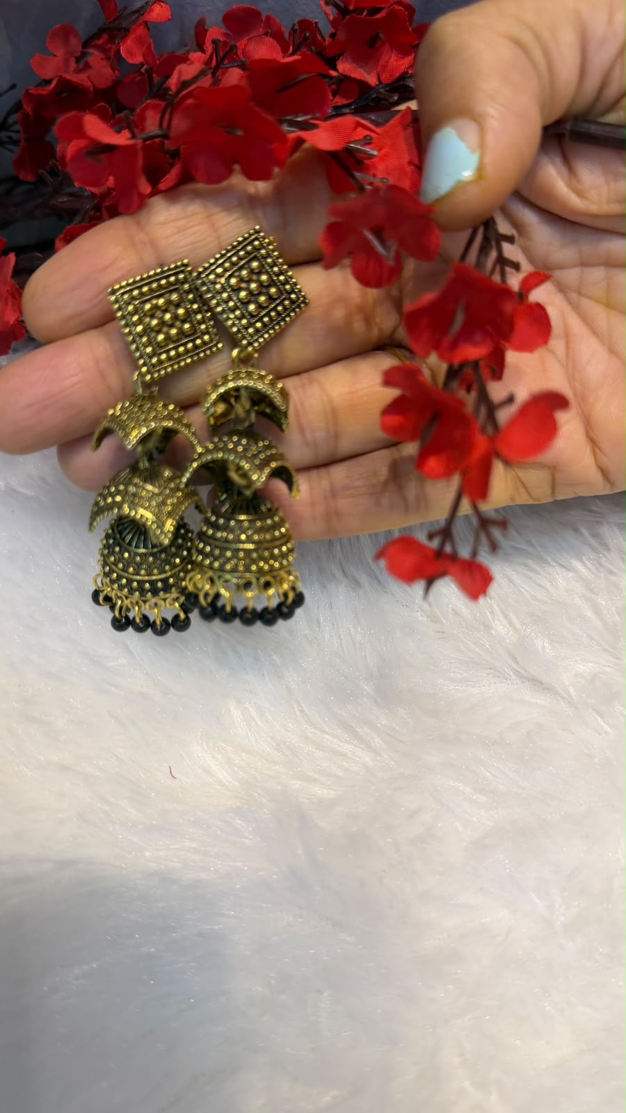 Oxidized Silver Jhumka Earrings – Intricate Traditional Design