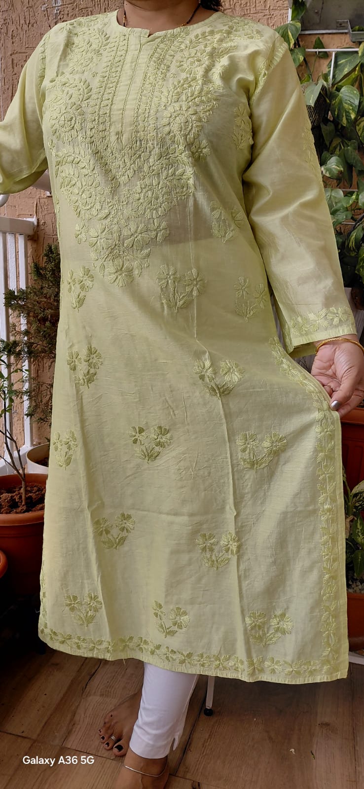 Chanderi Chikankari Kurti