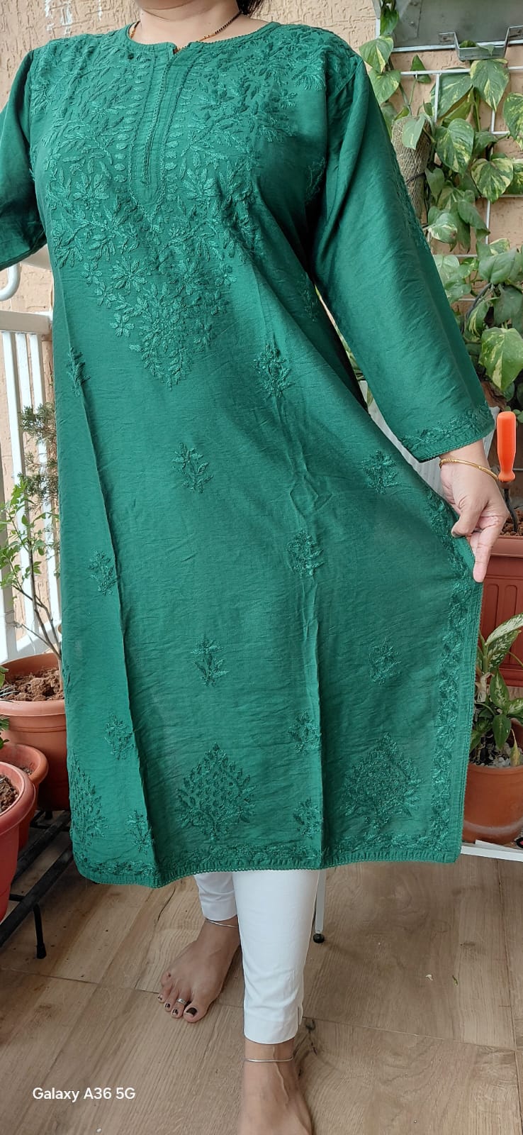 Chanderi Chikankari Kurti