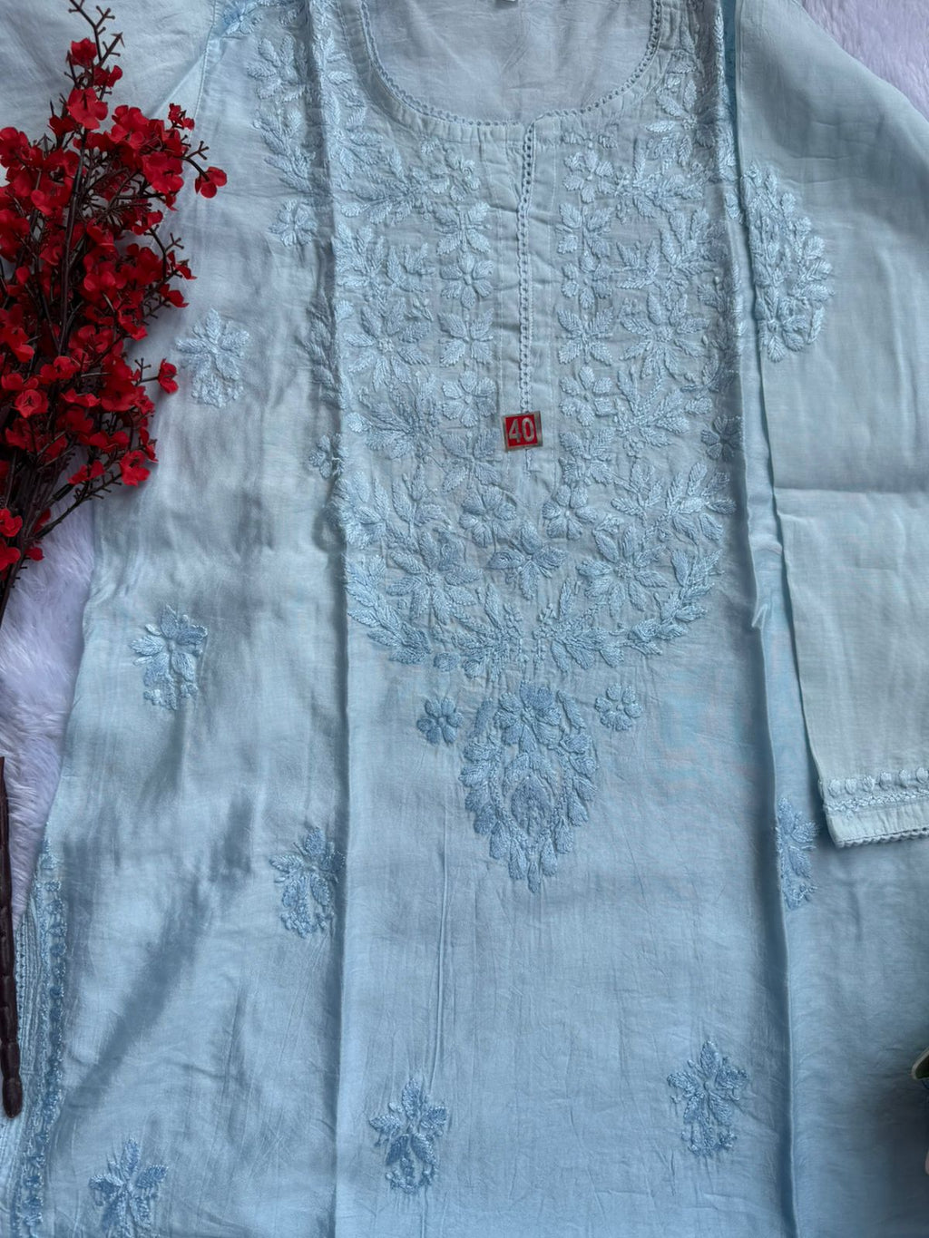 Chanderi Chikankari Kurti