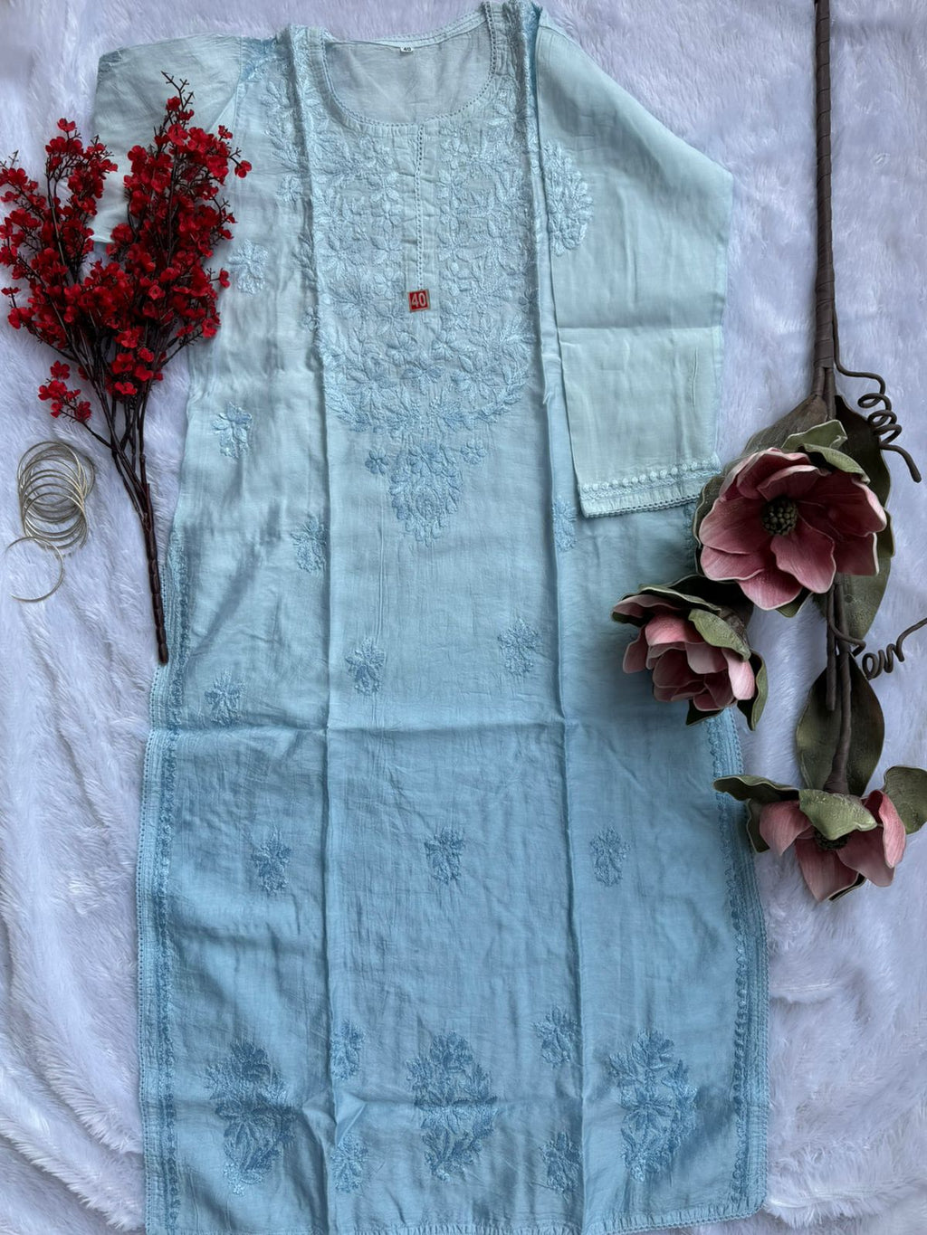 Chanderi Chikankari Kurti