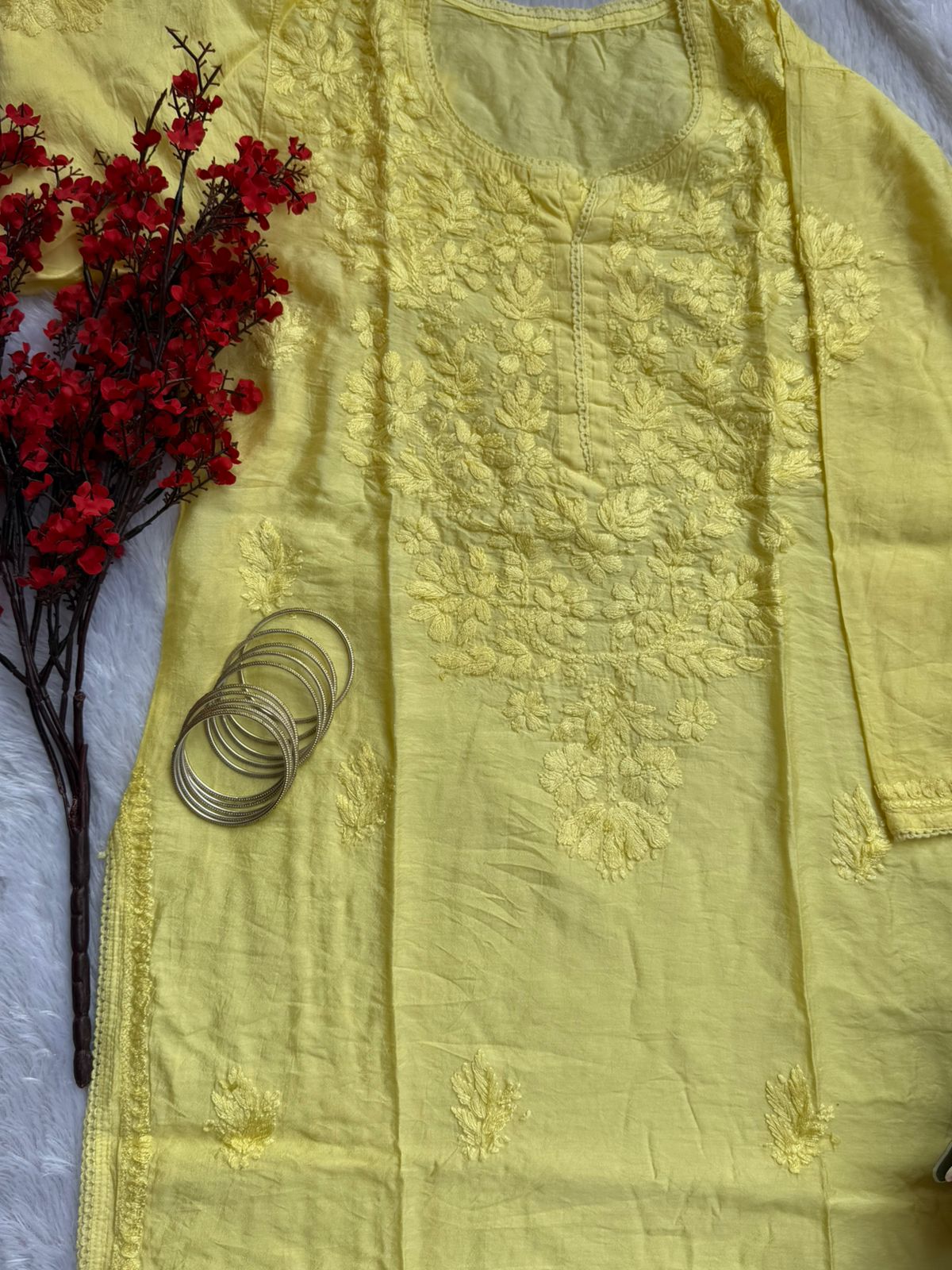 Chanderi Chikankari Kurti