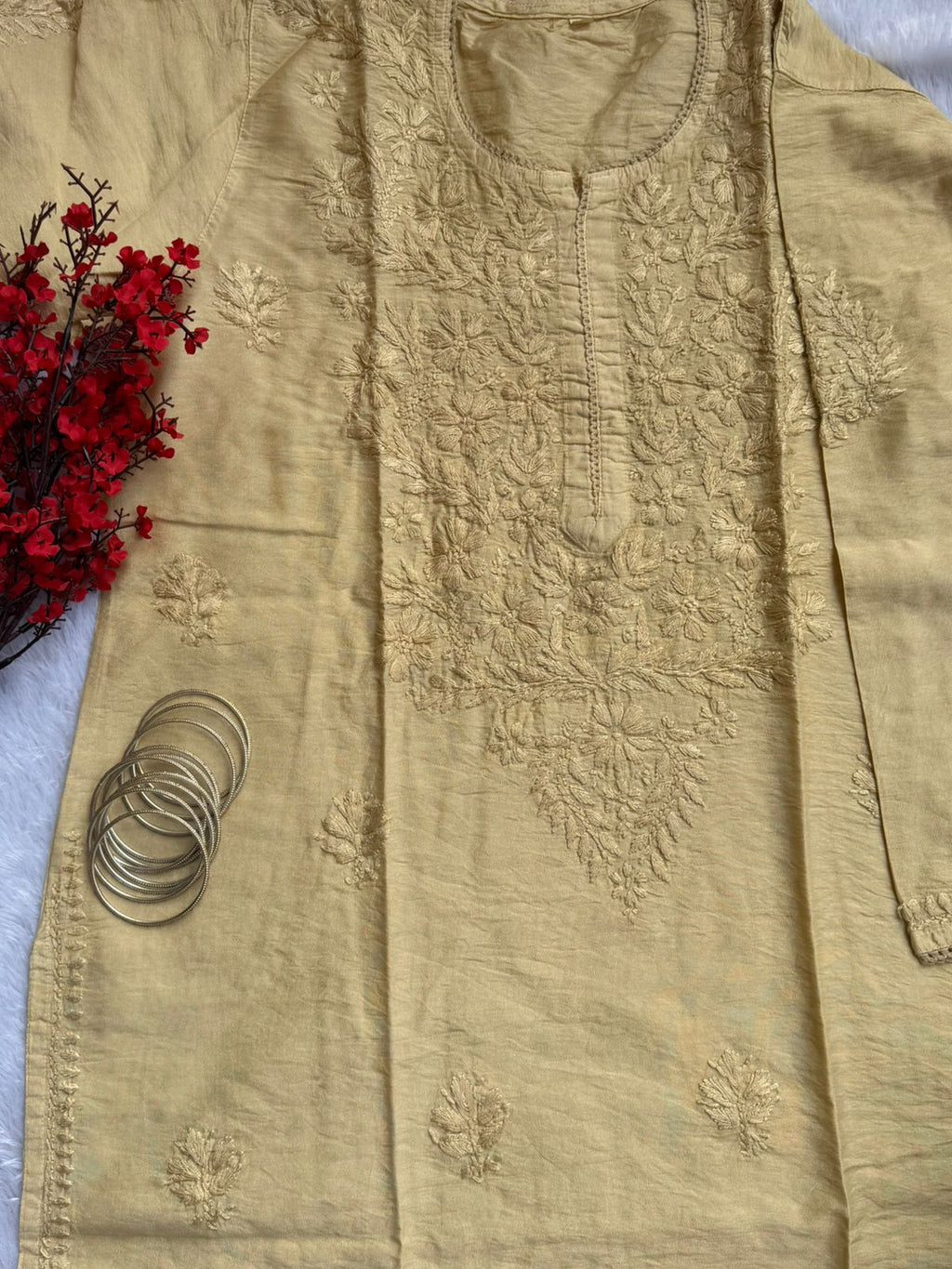 Chanderi Chikankari Kurti