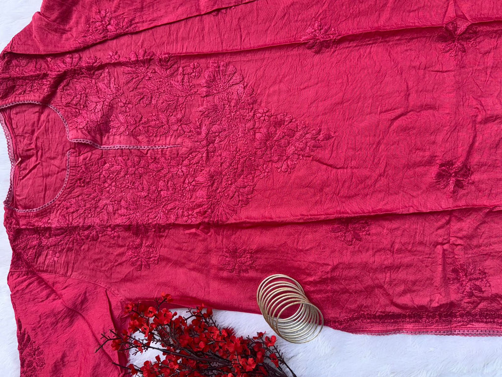 Chanderi Chikankari Kurti