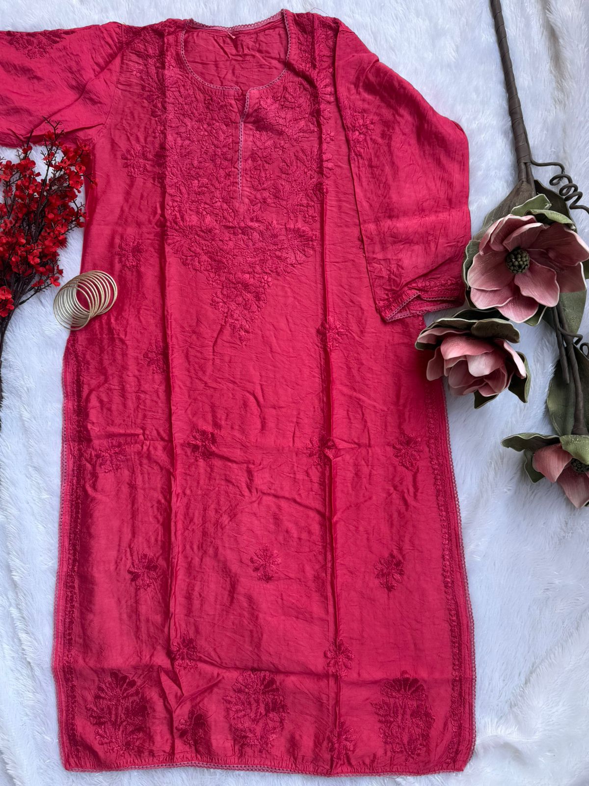 Chanderi Chikankari Kurti