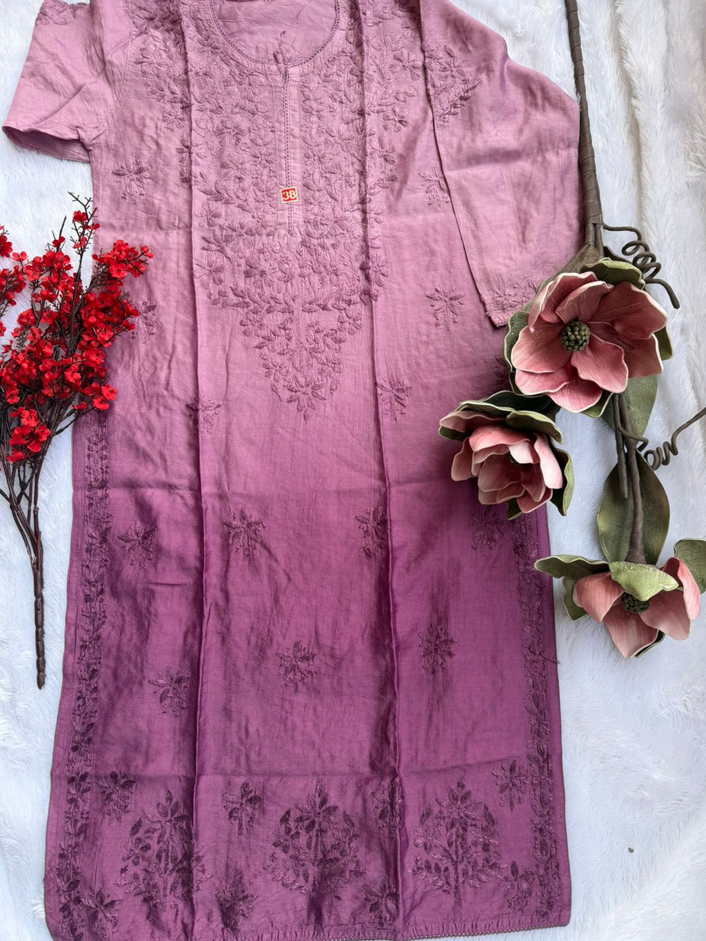 Chanderi Chikankari Kurti