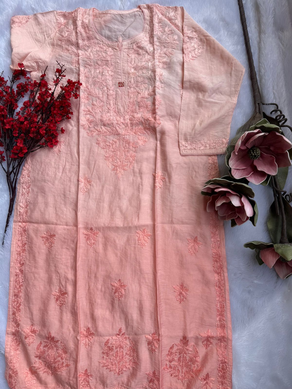 Chanderi Chikankari Kurti