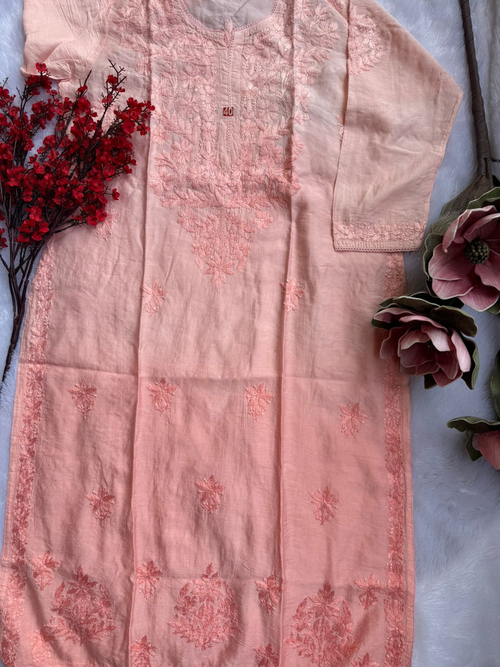 Chanderi Chikankari Kurti