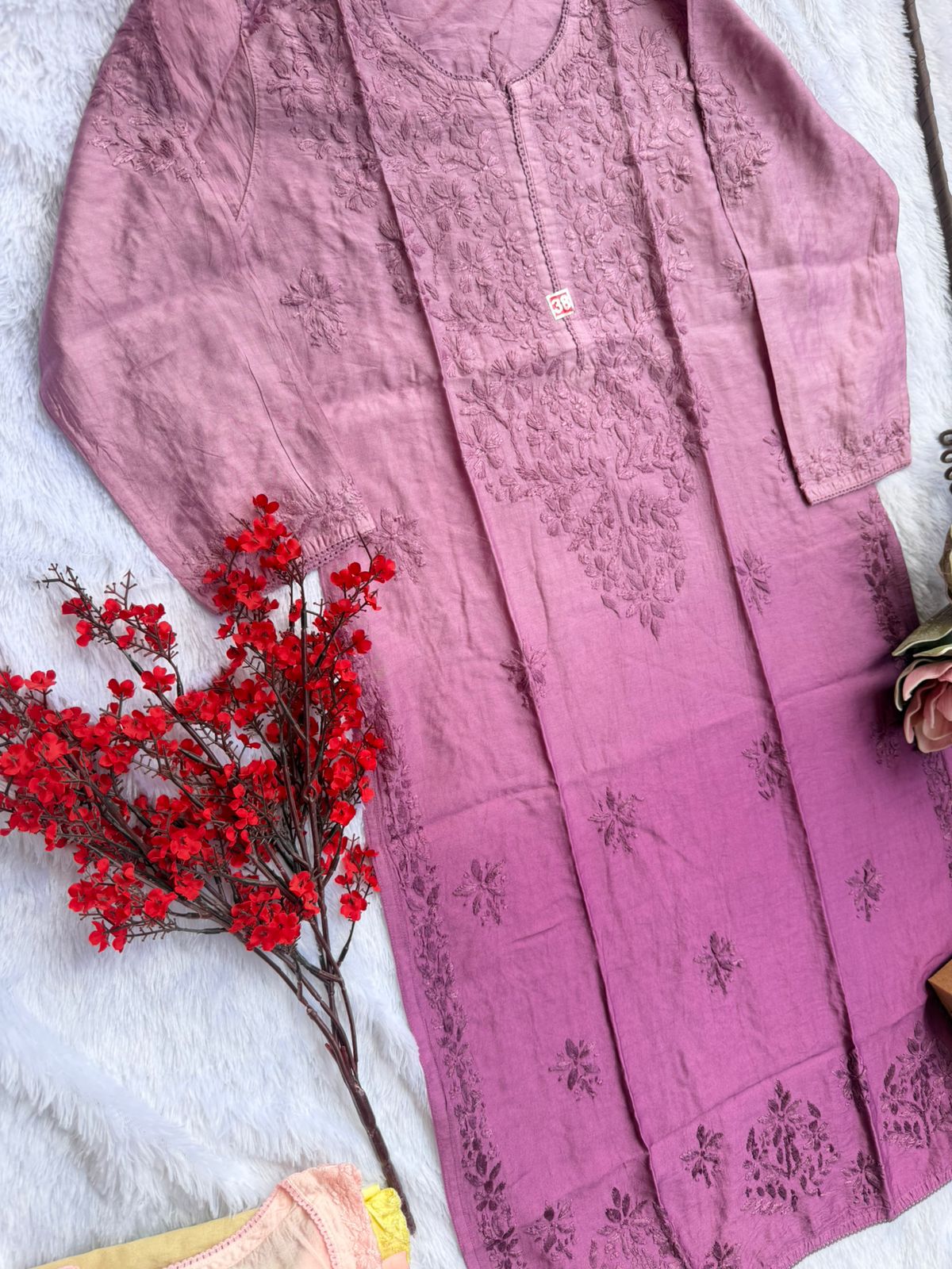 Chanderi Chikankari Kurti