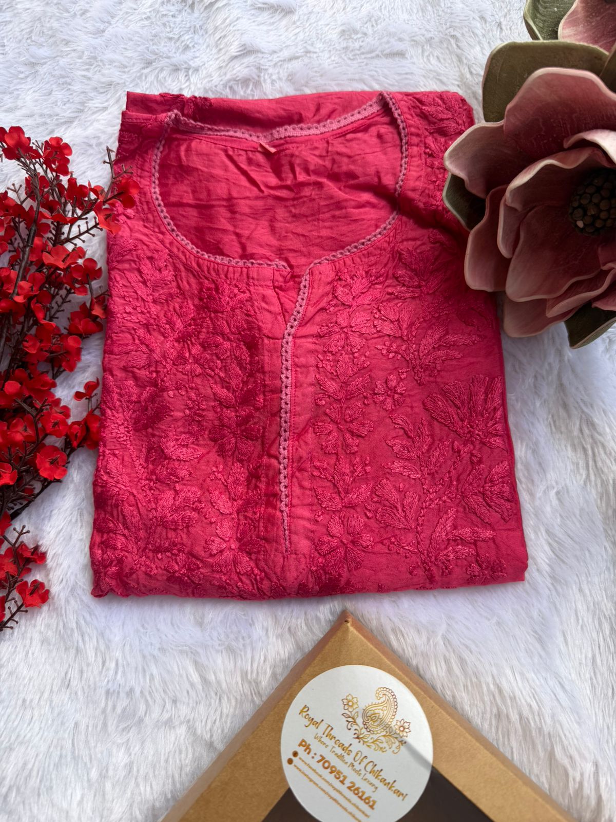 Chanderi Chikankari Kurti