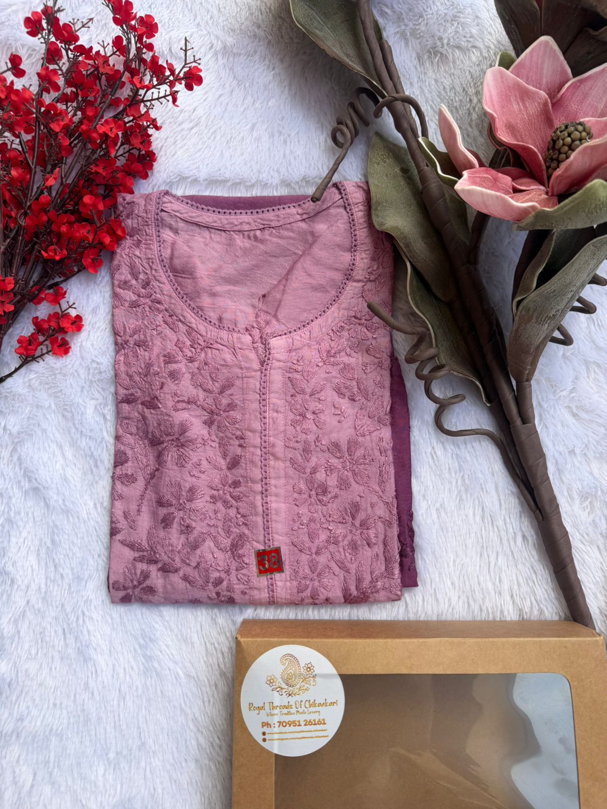Chanderi Chikankari Kurti
