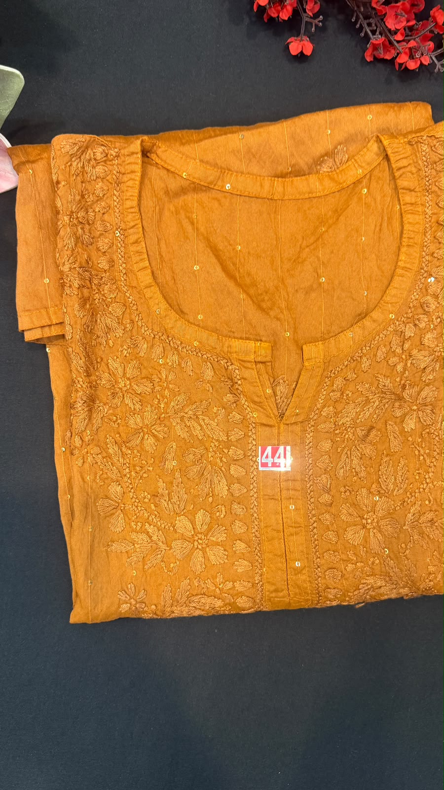 Mul Chanderi Kurti with Sequence work