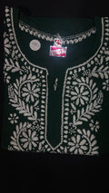Pure Cotton Dark Green Chikankari Short Kurti