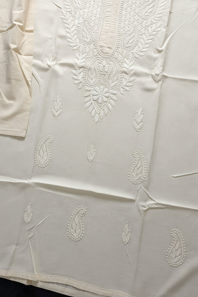 Pure Cotton Butter Yellow Chikankari Short Kurti