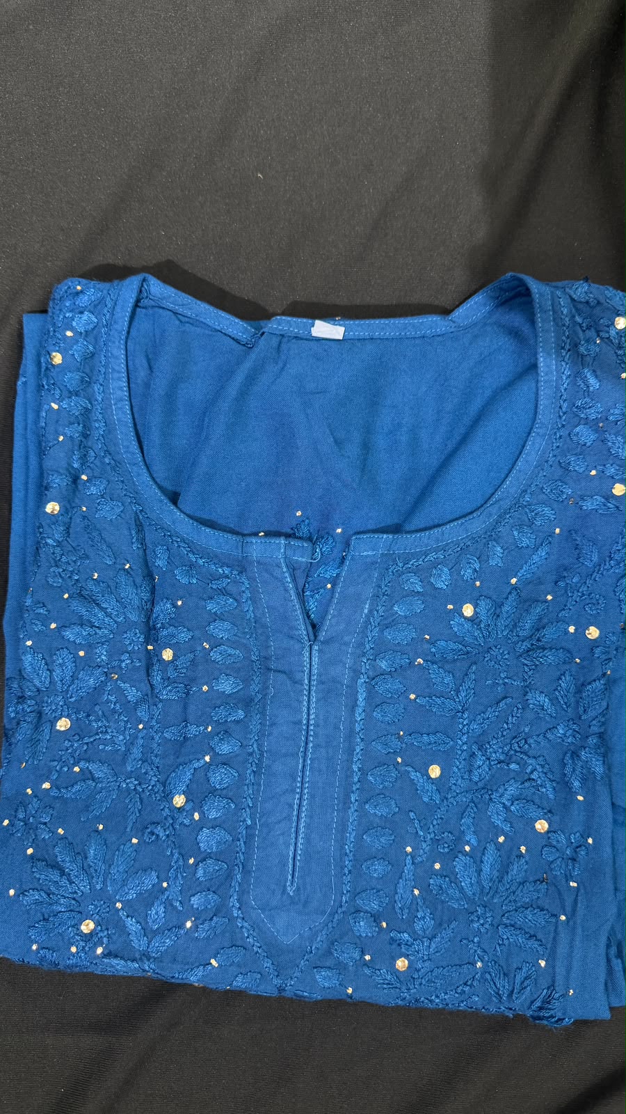 Pure Cotton Short Chikankari Kurti with All-Over Mukesh Work