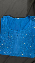 Pure Cotton Short Chikankari Kurti with All-Over Mukesh Work
