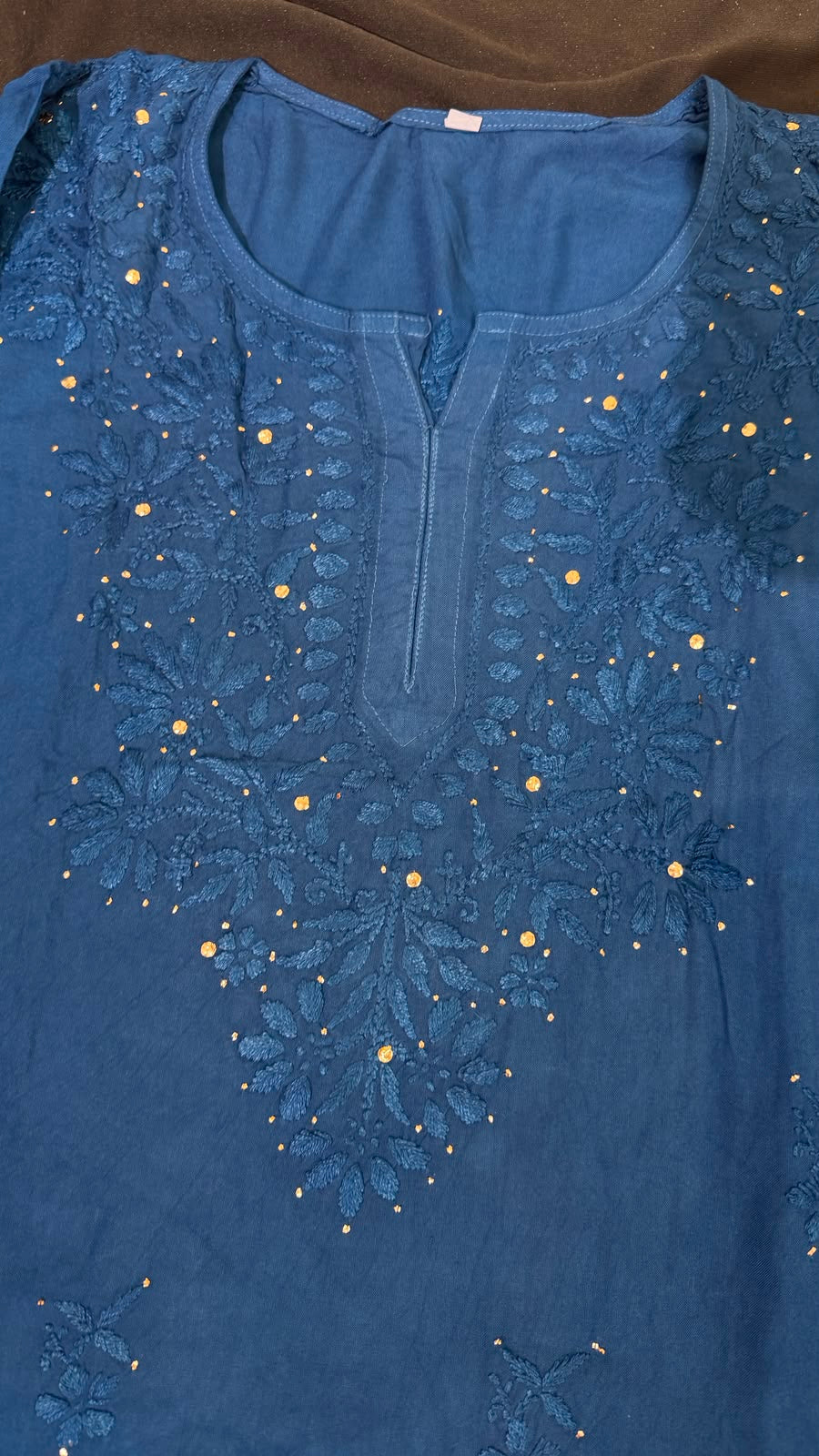 Pure Cotton Short Chikankari Kurti with All-Over Mukesh Work