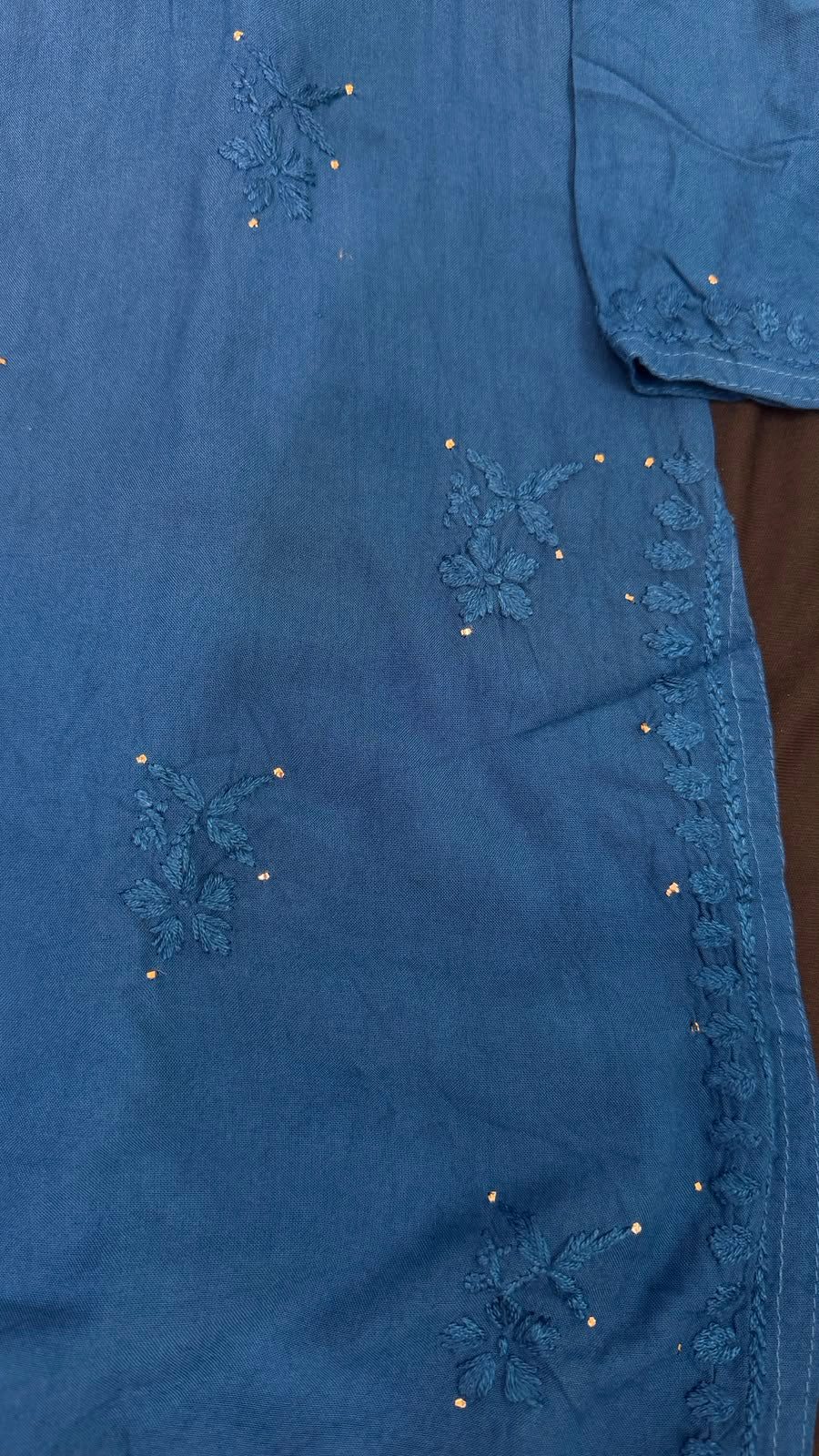 Pure Cotton Short Chikankari Kurti with All-Over Mukesh Work
