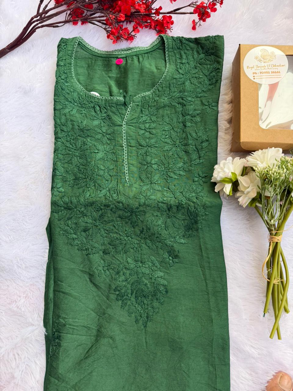 Chanderi Chikankari Kurti
