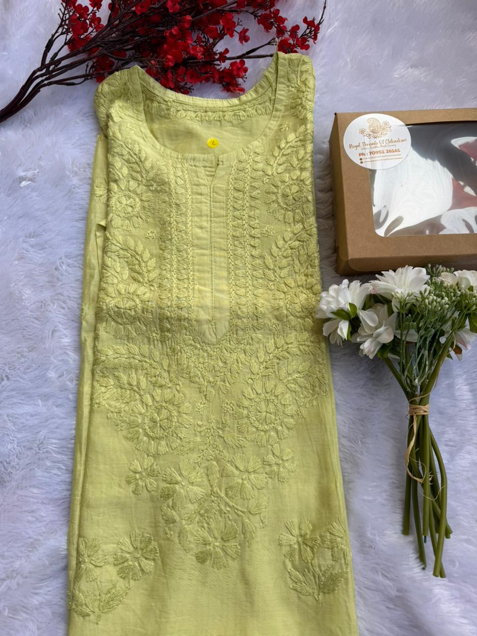 Chanderi Chikankari Kurti