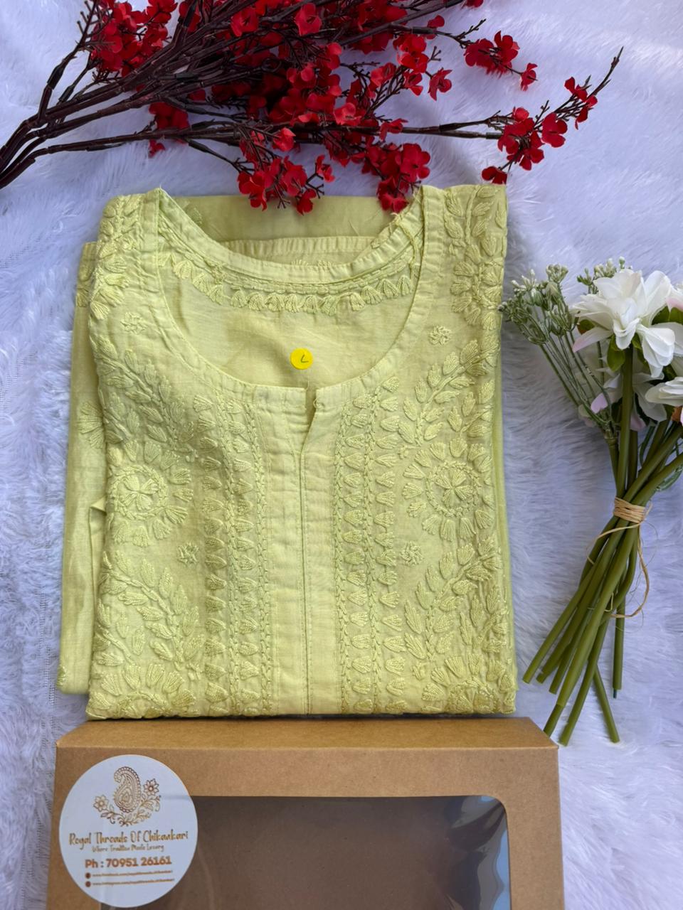 Chanderi Chikankari Kurti