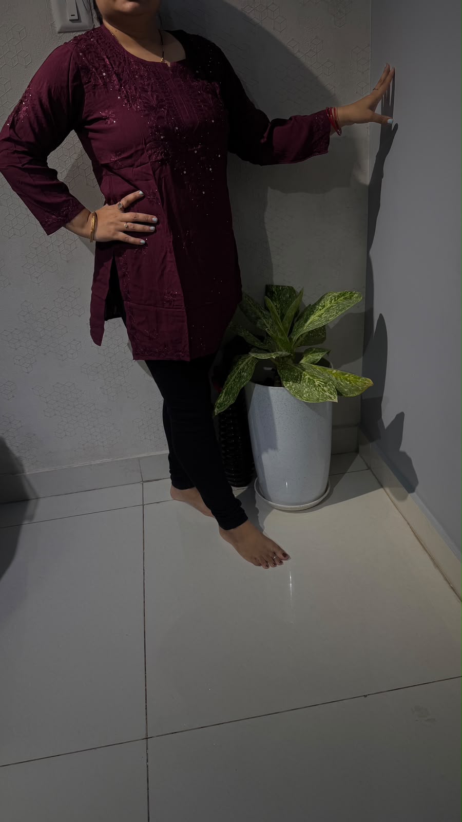 Modal Short Kurti with Mukesh Work