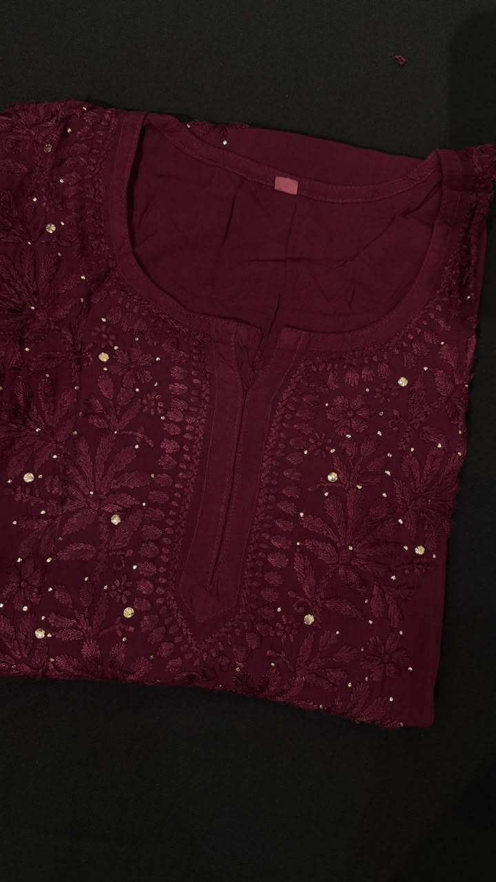 Modal Short Kurti with Mukesh Work