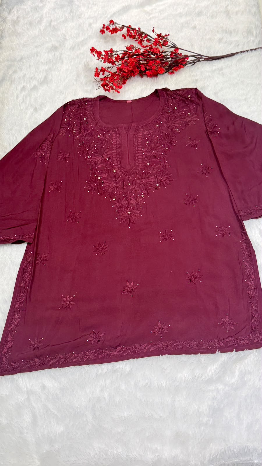 Modal Short Kurti with Mukesh Work
